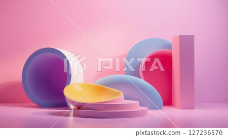 Pastel Geometric Shapes Showcase Product Presentation 127236570