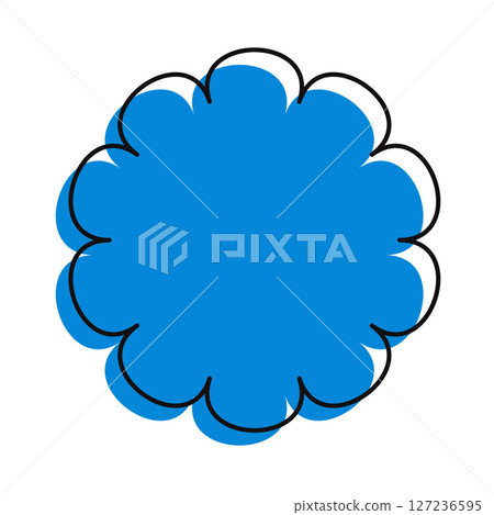 Simple blue floral graphic with imperfect outline and modern style. Clean and expressive design for seasonal themes. 127236595