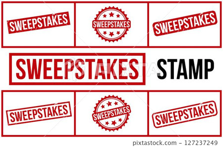 Sweepstakes Stamp. Red Sweepstakes Rubber grunge Stamp set 127237249