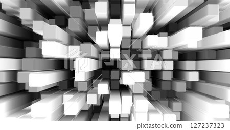 Abstract images of an array of geometric shapes in gray halftones. Randomly stretched vertically. Vector illustration. 127237323
