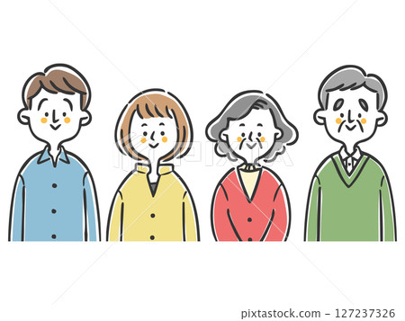 Illustration of couples of various ages, upper body, vector Illustration of couples of various ages, upper body, vector 127237326
