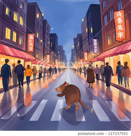 市中心的夜景 127237501