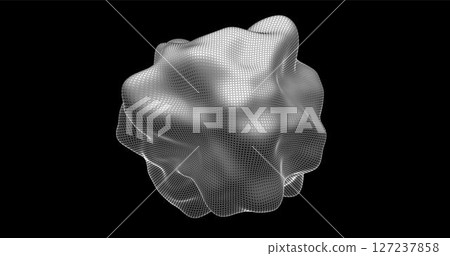 Futuristic Abstract Background. 3d Vector Illustration. Warp surface. Distortion. Fabric. Space surface. sci-fi backdrop. Dots and lines connections. Big data wireframe. 127237858