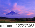 Shining clouds rising from the morning glow and Mt. Fuji 127237868
