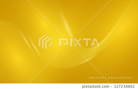 Bright abstract yellow background with glowing wavy lines 127238602