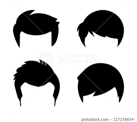 Four Stylish Mens Hairstyle Silhouettes Icons 127238654