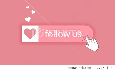 Soft pink banner with follow us button 127239102