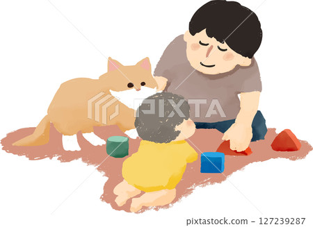 與寵物和家人共度的溫馨時光 127239287