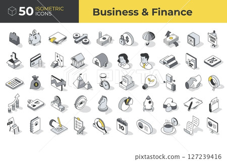 50 types of isometric business management icon set 127239416