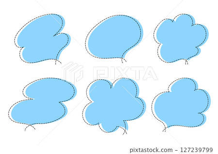 用虛線製作的簡單可愛的語音泡泡套裝 - 淺藍色 用虛線製作的簡單可愛的語音泡泡套裝 - 淺藍色 127239799