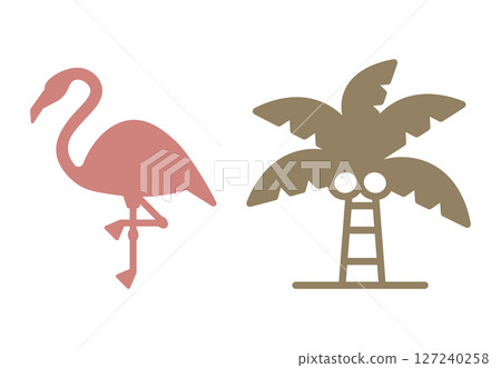 火烈鳥棕櫚樹圖標 127240258