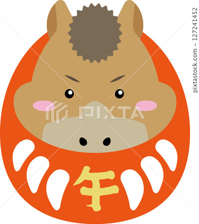 A horse character from the Year of the Horse transforms into a Daruma doll - a lucky New Year's illustration A horse character from the Year of the Horse transforms into a Daruma doll - a lucky New Year's illustration 127241452
