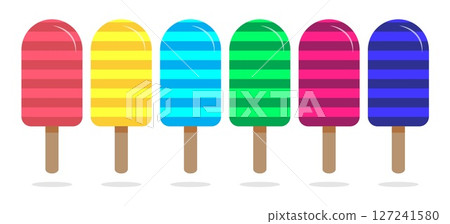 Colorful Striped Popsicles Summer Treat Illustration 127241580