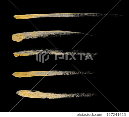 Collection of hand drawing golden paint strokes Collection of hand drawing golden paint strokes 127241613