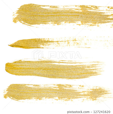 Collection of hand drawing golden paint strokes Collection of hand drawing golden paint strokes 127241620