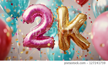 2K Subscribers Celebration Banner with Gold Balloons 2K Subscribers Celebration Banner with Gold Balloons 127241739