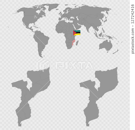 Mozambique Map Set with World Location. 127242416