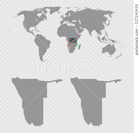 Namibia Map Set with World Location. Namibia Map Set with World Location. 127242418
