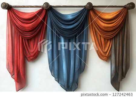 Fabric wall hanging on a white background. Boho-chic style. 127242463