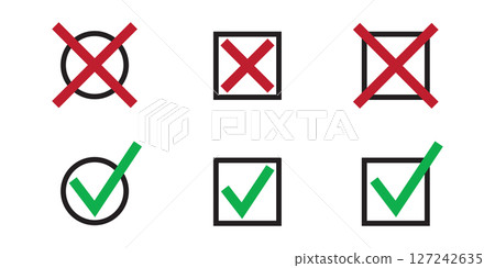 check mark and cross icon set isolated vector illustration 127242635
