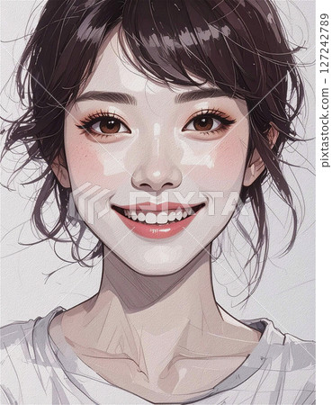 微笑的水彩畫風格的A女士 微笑的水彩畫風格的A女士 127242789