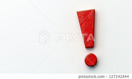 Red exclamation mark on white background 127242844