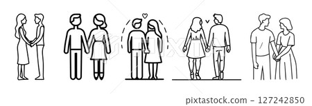 Simple People Icons Black and White Human Figure Silhouettes 127242850