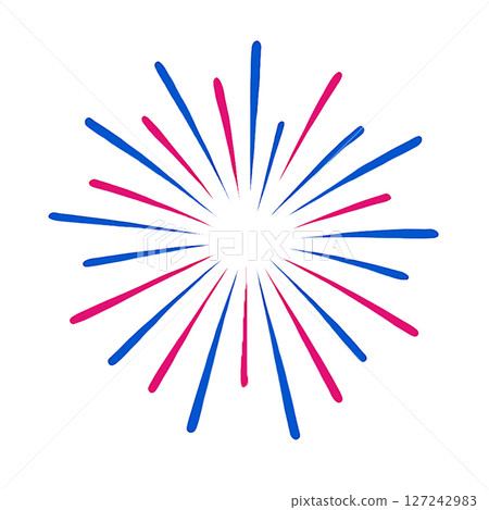 紅色和藍色煙火風格線條/放射狀設計圖案（PNG） 127242983