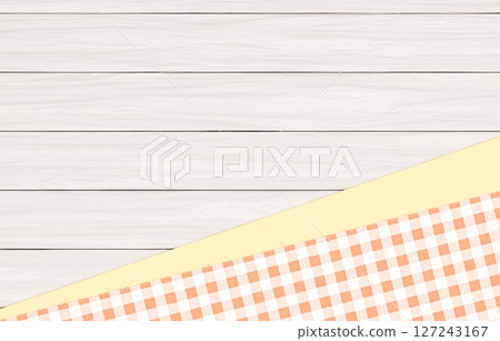 Background material_wooden table and cloth_orange Background material_wooden table and cloth_orange 127243167