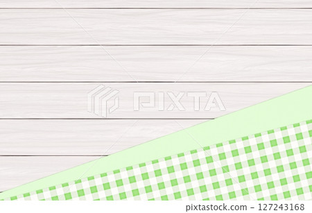 Background material_wooden table and cloth_green 127243168