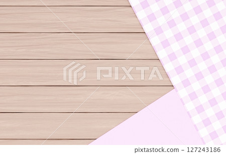 Background material_wooden table and cloth_purple 127243186