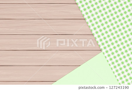Background material_wooden table and cloth_green 127243190