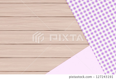 Background material_wooden table and cloth_purple 127243191