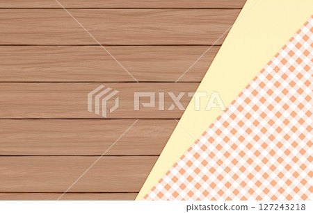 Background material_wooden table and cloth_orange 127243218