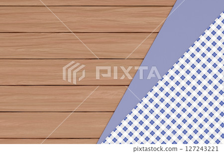 Background material_wooden table and cloth_navy blue 127243221