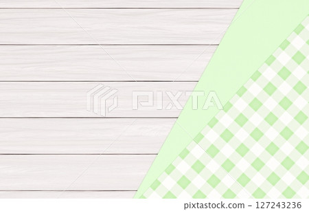 Background material_wooden table and cloth_yellow-green 127243236