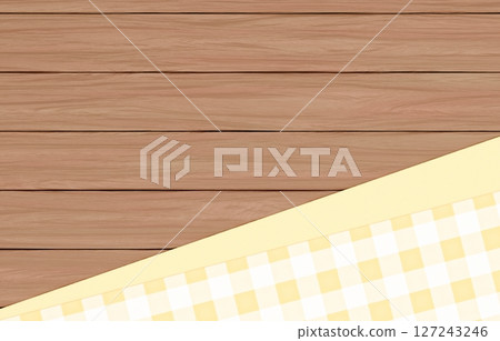 Background material_wooden table and cloth_yellow 127243246