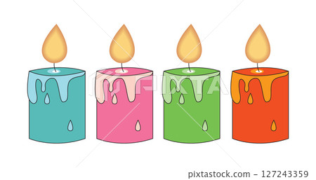Colorful Candles Four Pillar Candles Clipart Illustration PNG 127243359