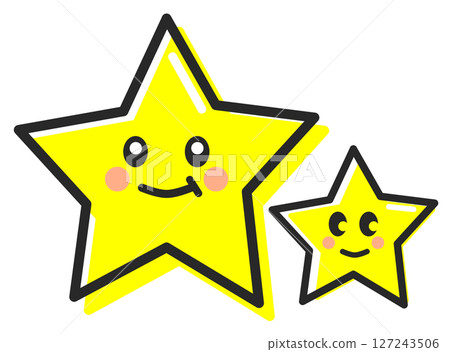 夜空中閃耀著可愛臉龐的星星的插圖 127243506