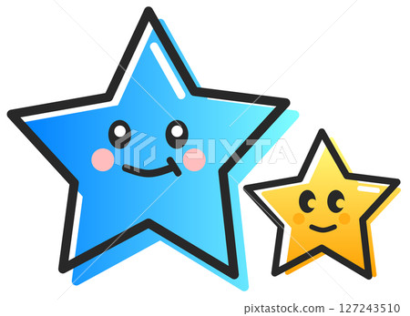 An illustration of a star with a cute face shining brightly in the night sky An illustration of a star with a cute face shining brightly in the night sky 127243510