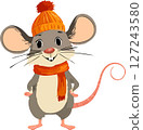 Mouse in an orange hat and scarf 127243580