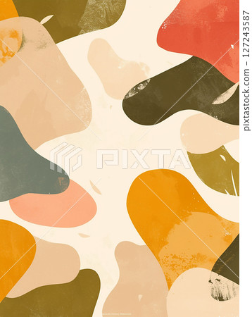 Colorful abstract shapes create a vibrant pattern suitable for modern home decor and artistic projects 127243587