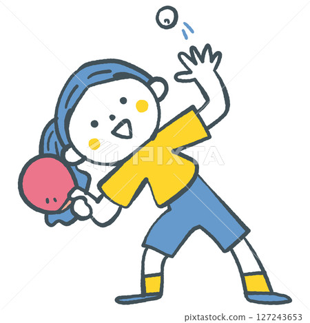 享受乒乓球運動的女孩圖庫插圖 127243653