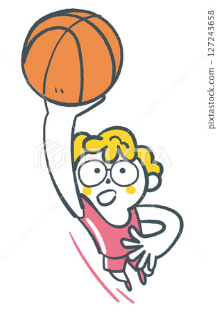 Boy shooting a basket stock illustration 127243658