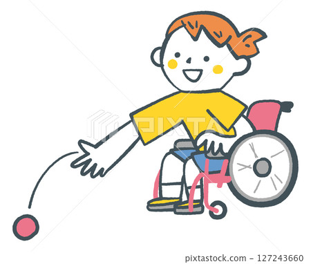 Wheelchair girl enjoying boccia stock illustration Wheelchair girl enjoying boccia stock illustration 127243660