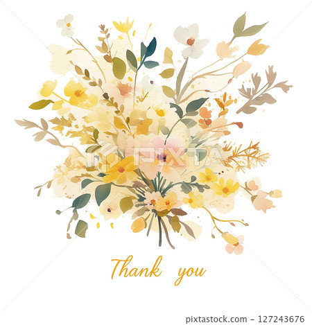 Colorful floral arrangement showcasing gratitude in a bright watercolor style 127243676