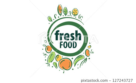 Vector logo of farm products, hand-drawn Vector logo of farm products, hand-drawn 127243727