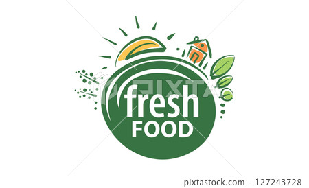 Vector logo of farm products, hand-drawn Vector logo of farm products, hand-drawn 127243728