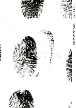Black ink human fingerprints on white background 127243739