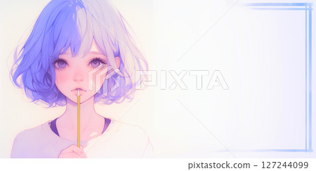 A woman with a pencil 127244099